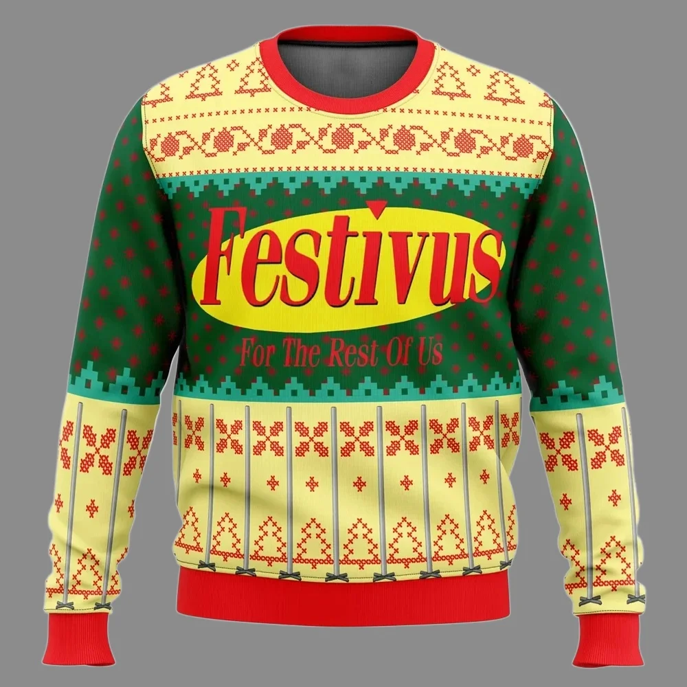 Festivus per il resto di noi brutto maglione di Natale primavera donna uomo pullover top 2026 nuova moda coppia felpa con cappuccio