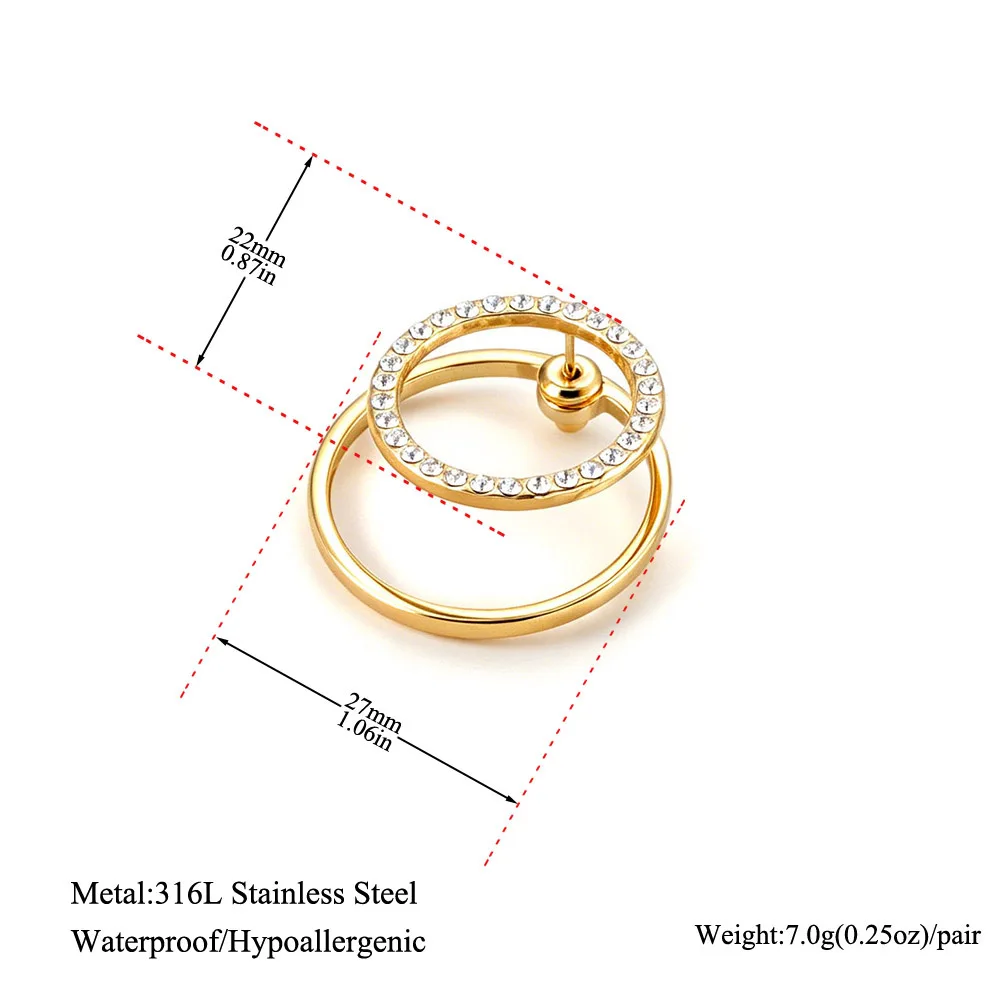 JeeMango Zarte Kreis-Ohrstecker mit vollem Zirkon für Damen, 18 Karat Gold, PVD-beschichteter Edelstahl, Ohrringe, Modeschmuck, E26104 – Detail 1