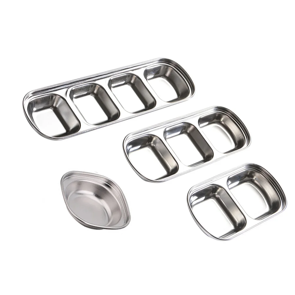 

4pcs Stainless Steel Seasoning Dish Set Home Dipping Sauce Vinegar Container Kitchen Condiment Holder Stackable Storage