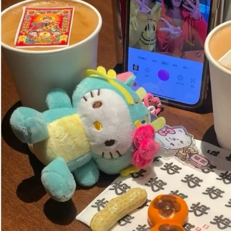 Hello Kitty Sanrio Kawaii jouets en peluche mignon l'année du Loong série limitée poupée en peluche sac à dos pendentif porte-clés fille cadeau