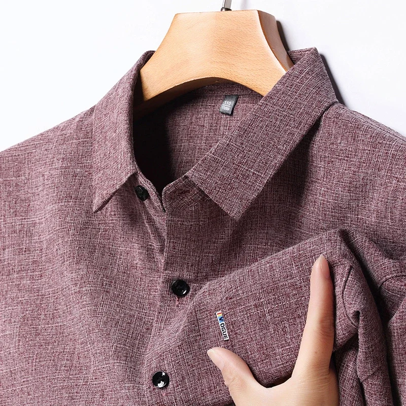 New Men\'s Business Casual Long Sleeved Printed Shirt with Wrinkle Resistance No Ironing Comfortable All Season Versatile Top