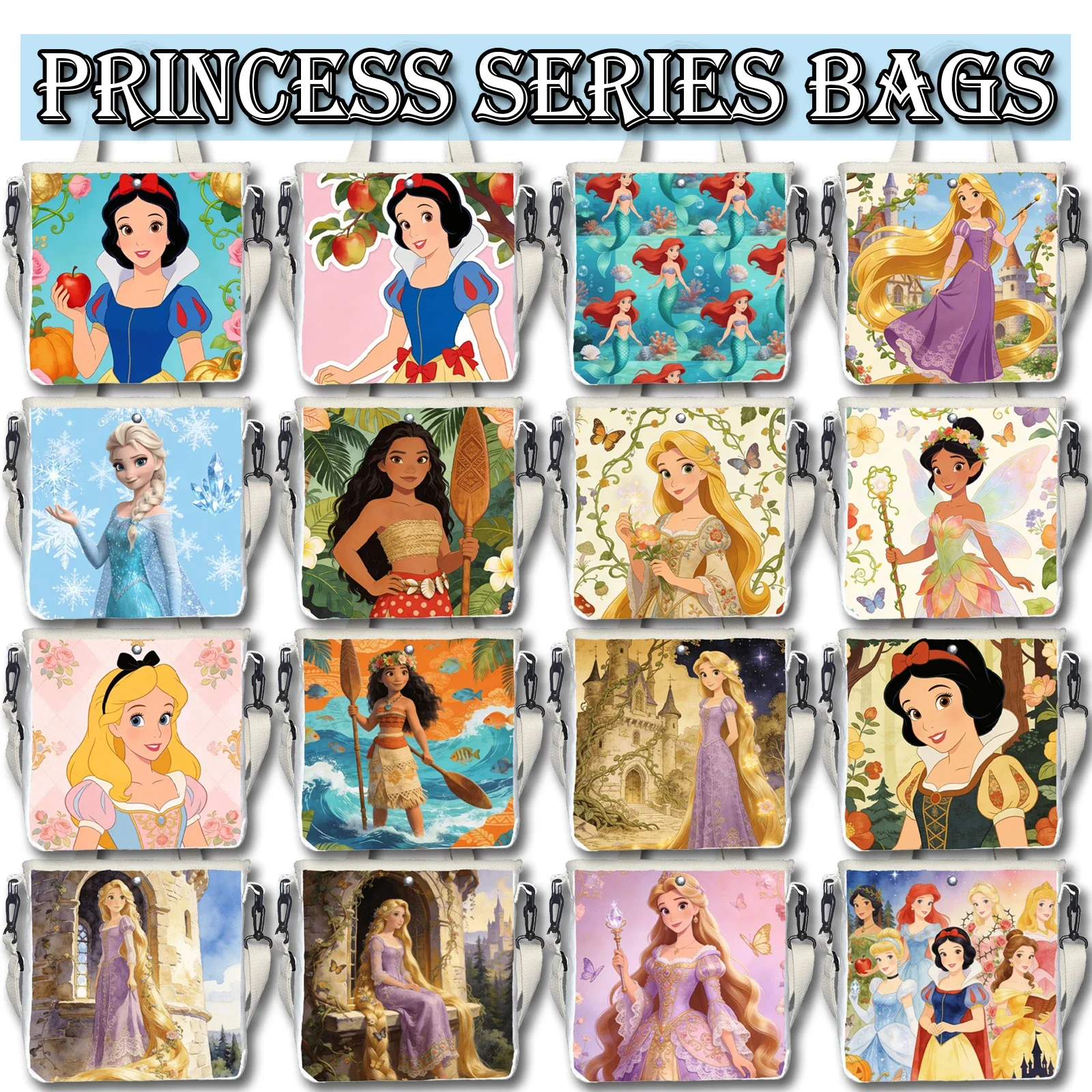 

Сумка на одно плечо с принтом из серии Disney Princess, можно носить на плече или в руке, подходит для ежедневных поездок на работу.