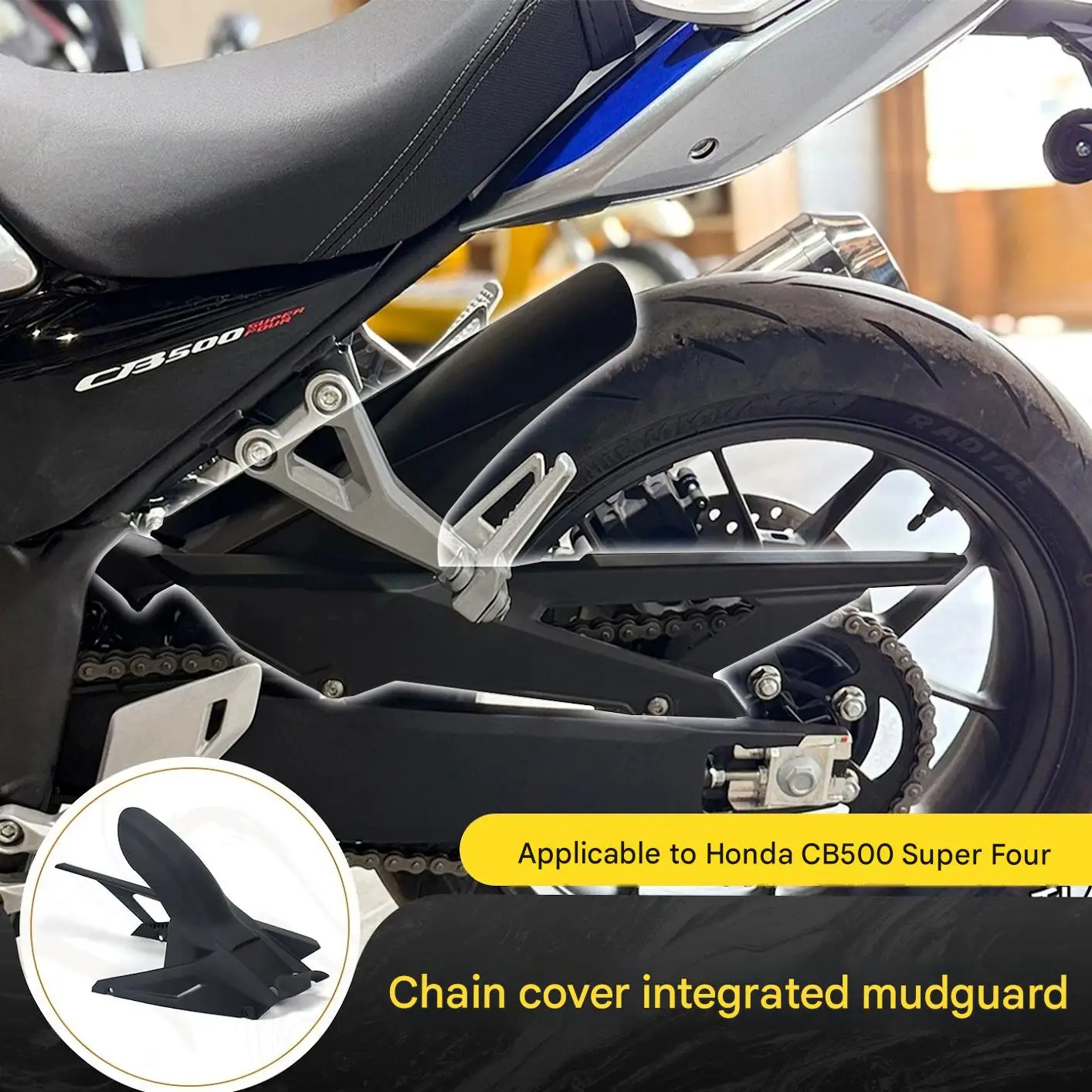 For Honda CB500SF Extended Rear Mudguard Chain Guard - Integrated Protection Wider And Longer Structure for Effective Wet