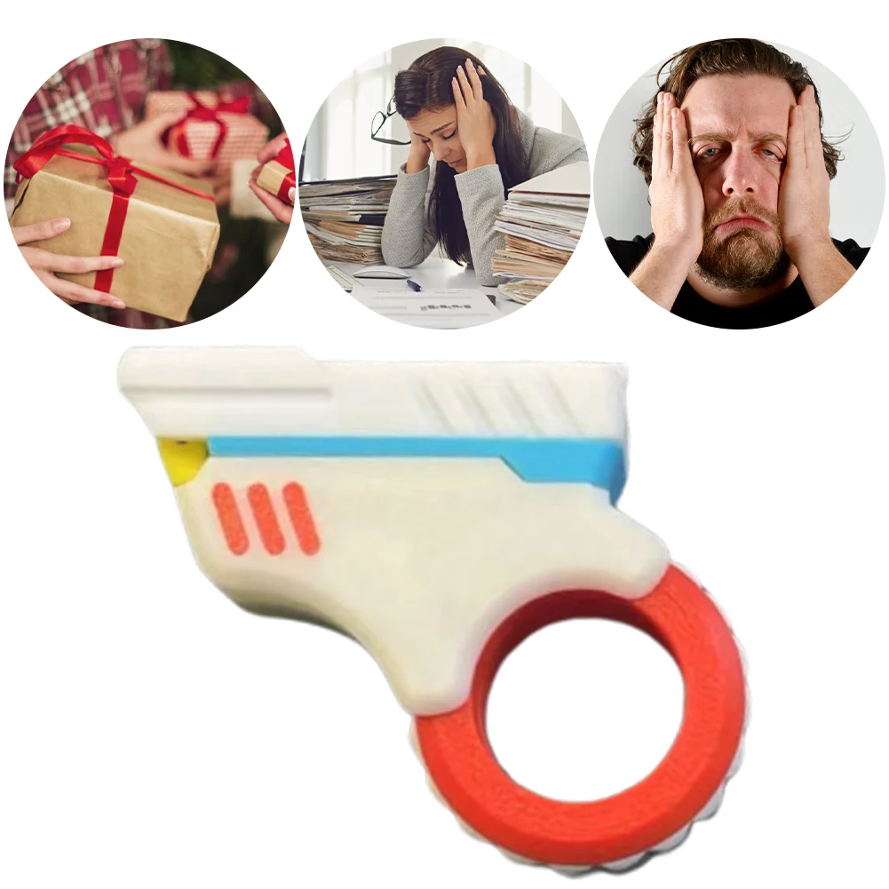 Jouets de bureau imprimés en 3D, réduction efficace du stress, anneau anti-stress en forme de pistolet, jouets anti-stress pour adultes, pour les personnes souffrant d'anxiété et de TDAH