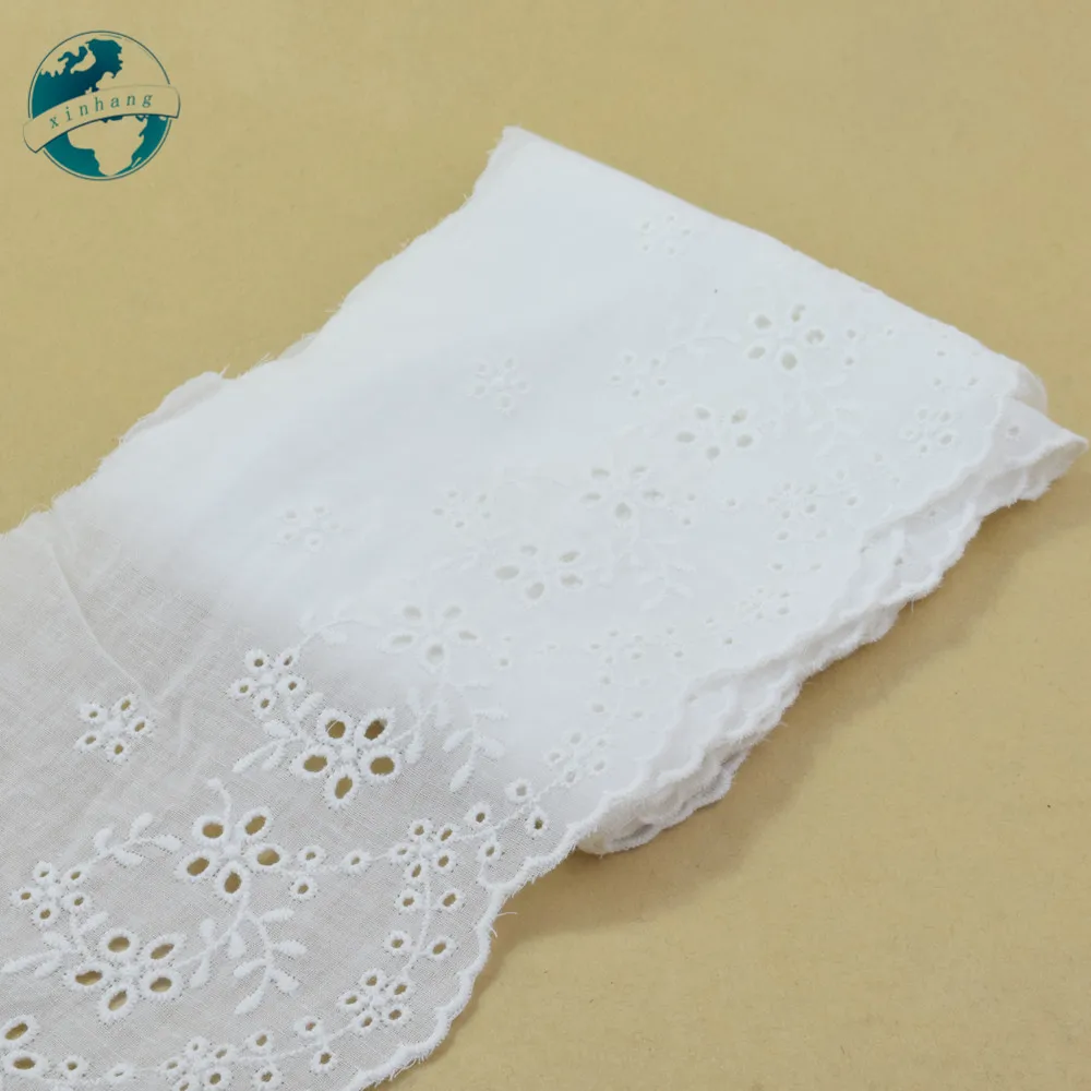 12 cm Breite Baumwolle Stickerei SpitzeBlumenmuster Weiß Nähen Band Stoff DIY Kleidungsstück Hochzeit Zubehör Guipure Trim # 4174 – Detail 4