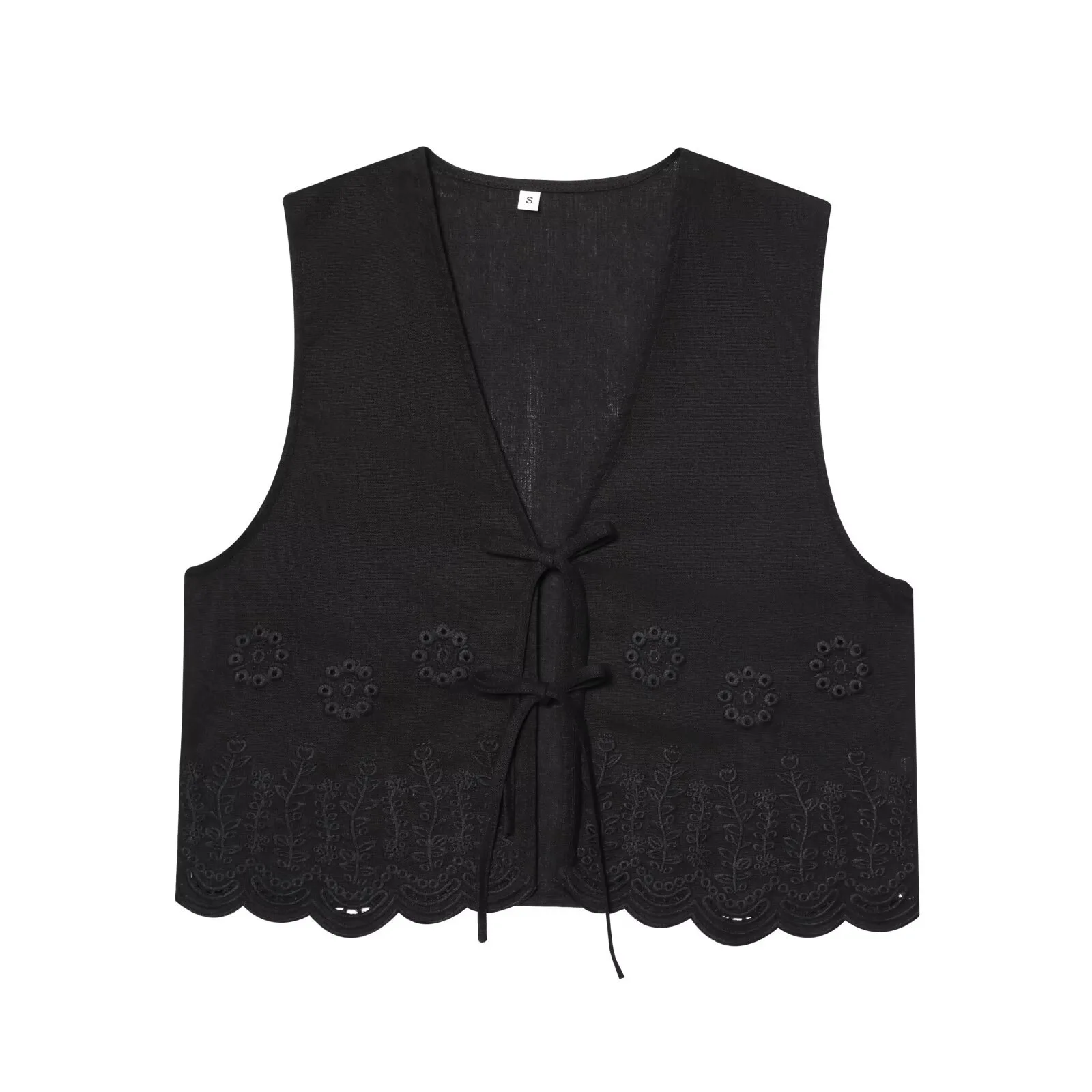 Estilo de verão feminino corte bordado rendas colete superior étnico nicho colete curto para roupas da moda