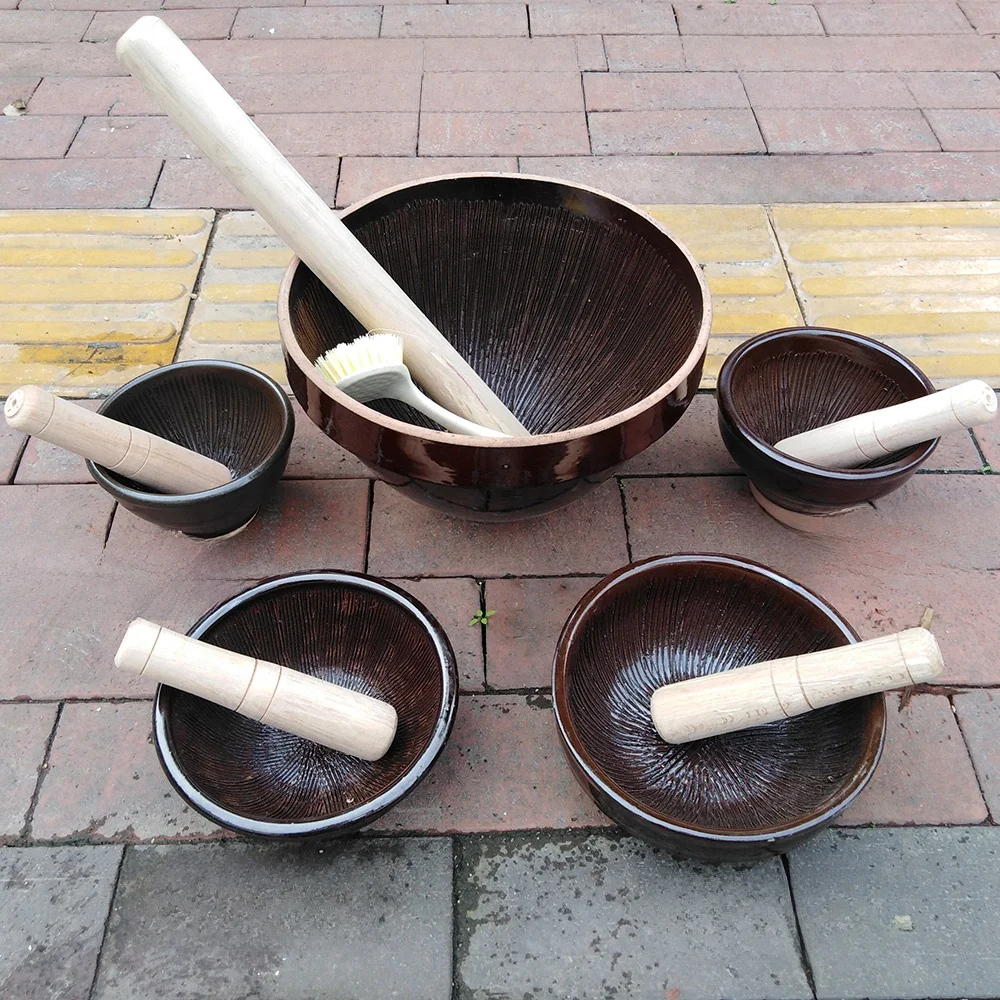 

Traditional Clay Mortar And Pestle for inding Garlic And Peeling Eggs Cooking Utensils Kitchen Tools for inding And Mixing