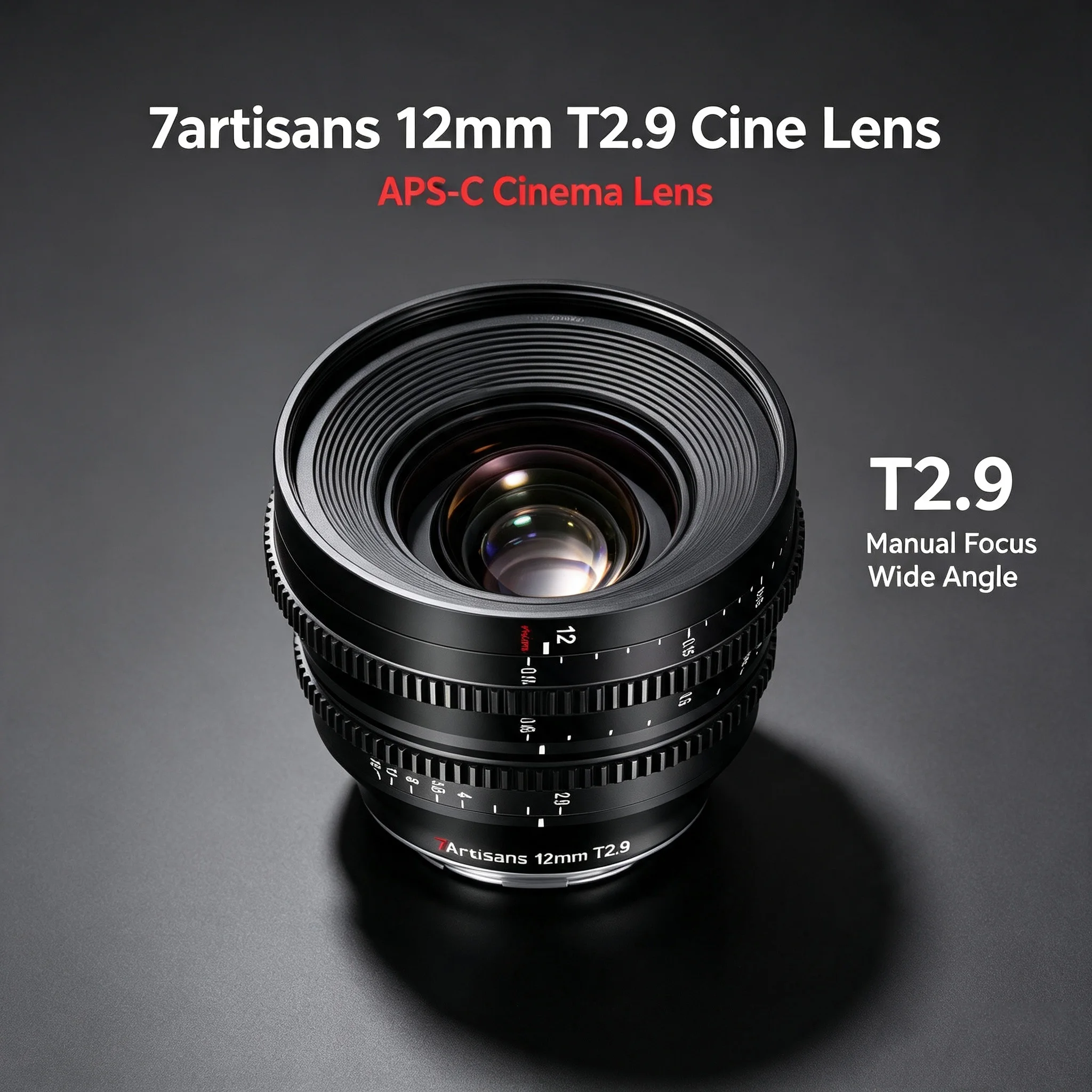 7artisans 12mm T2.9 APS-C Manual Lens for Sony E Fujifilm X Nikon Z Canon RF L M4/3 Mount Mirrorless Cameras