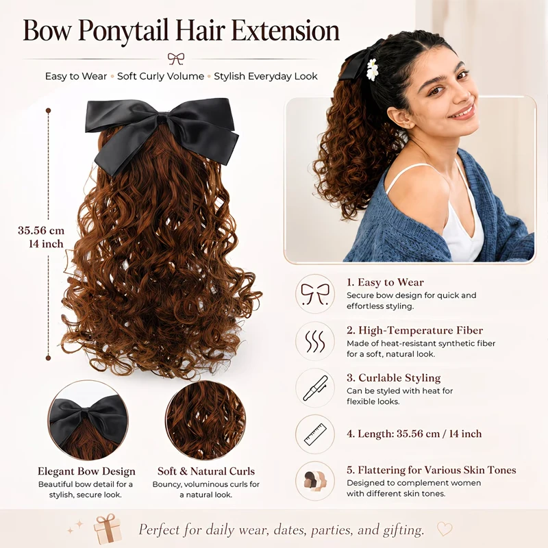 Synthetic Messy Bun Hair Piece for Women Ladies Wig Retro Ponytail Hair Comb Bow Knot Palace Curly Extensions Bun Hair Bun Piece