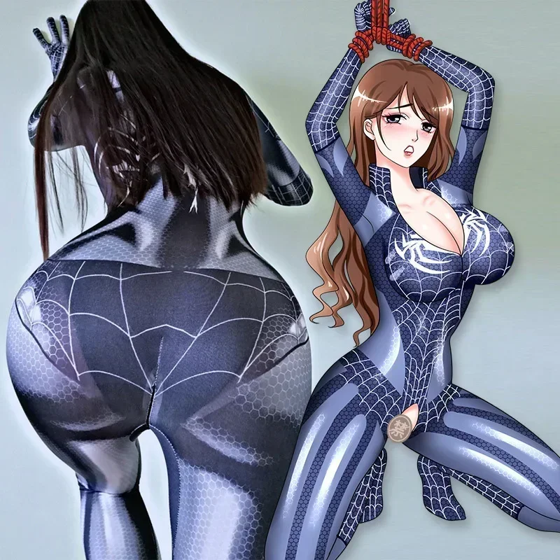 Halloween Costume 3d Printing Spider Cosplay Superhero Costume Sexy Open Crotch Bodysuit Halloween Party Sexy Jumpsuit for Women