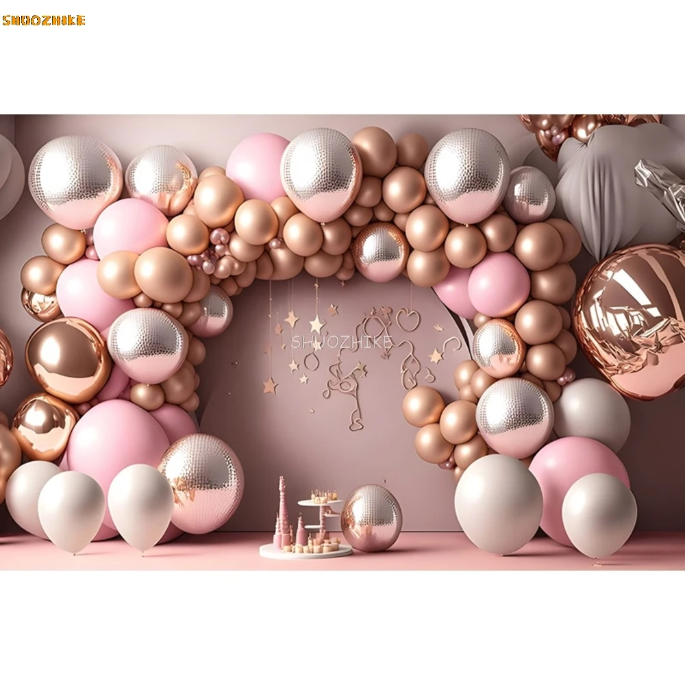 Newborn Baby Shower Backdrop for Girl Boy Kids Birthday Party Cake Smash Balloon Photography Background Decor Photo Studio Props