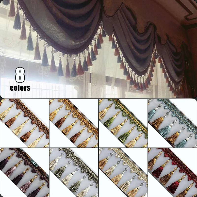 1/3M Two-tone Tassel Lace European Pendant Fringe Trim DIY Sewing Crafts Curtain Accessories Upholstery Cushion Tablecloth Decor