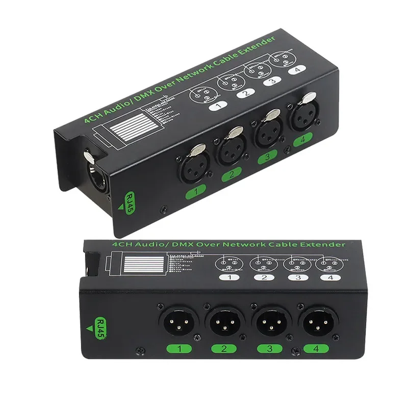 Male Female 4-Channel 6.5 + 3-Pin XLR Audio/DMX Over Network Cable Extender DMX512 Network Signal Extender