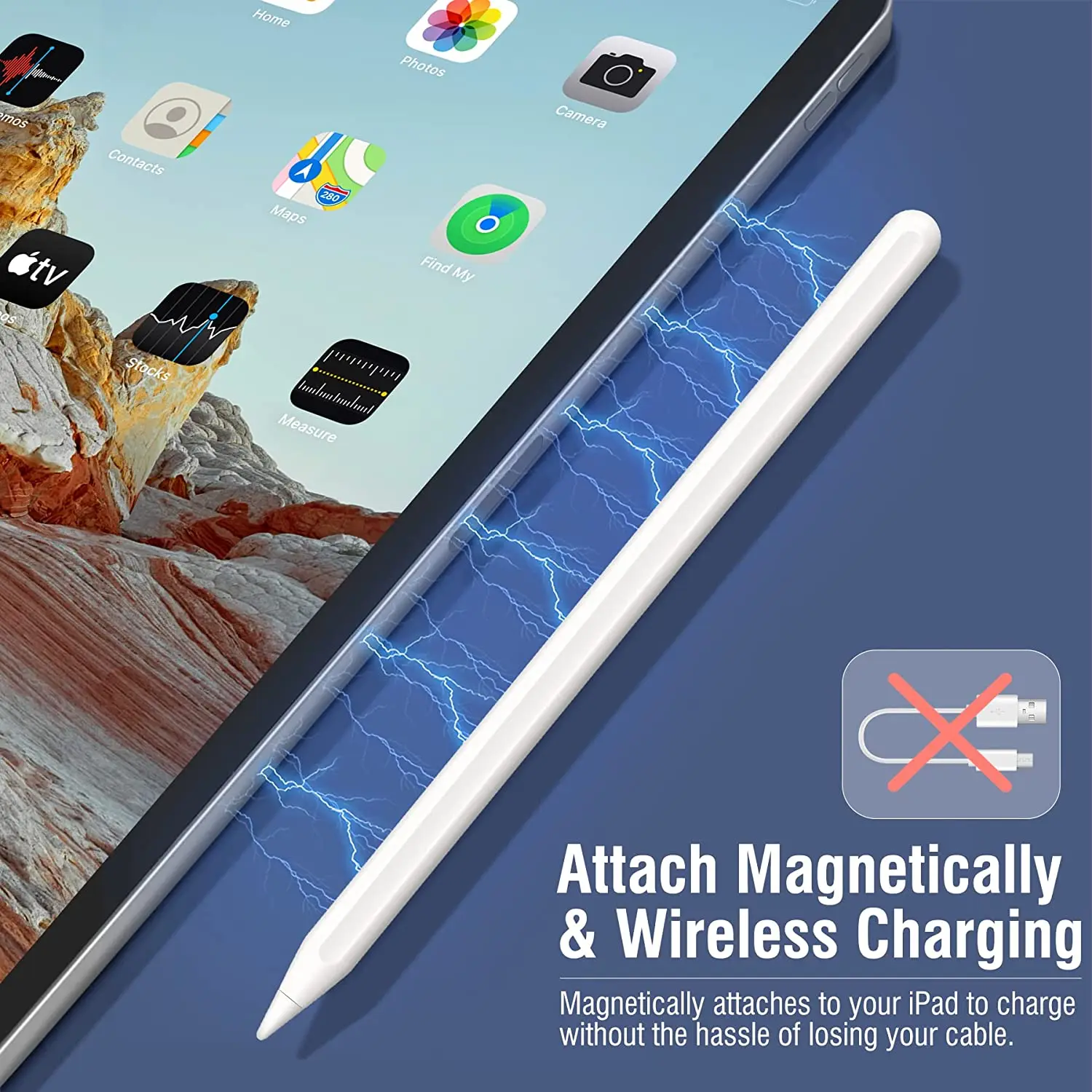 Bluetooth Stylus with Tilt Sensitivity Magnetic Suction  for iPad Air /Pro Apple Pencil with Wireless Charging Palm Rejection