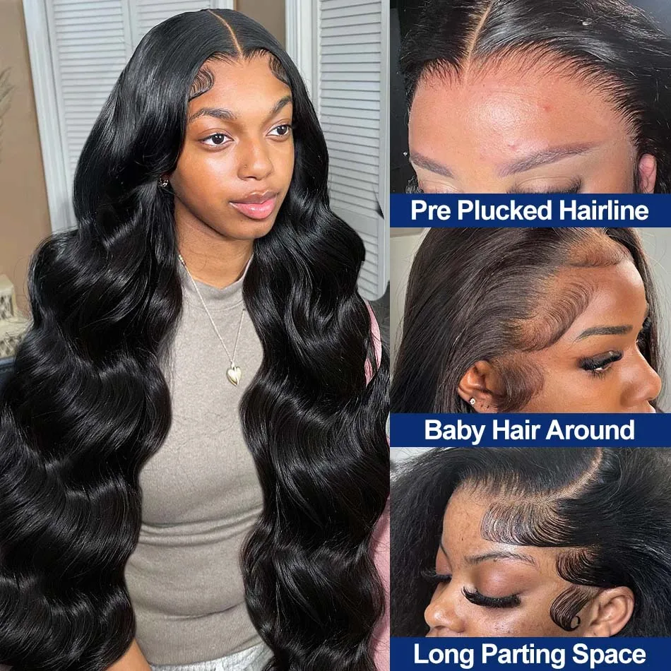 Perruque Lace Front Wig Body Wave Naturelle HD, Cheveux Humains, 13x6, 30 40 Pouces