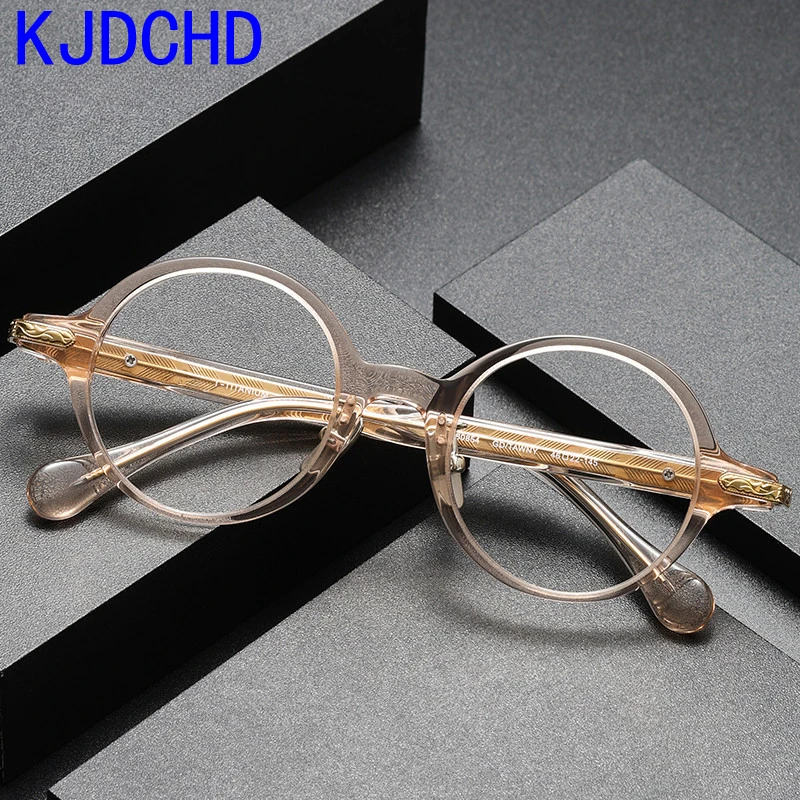 

Acetate Titanium Glasses Frame for Men 2023 Vintage Round Prescription Eyeglasses Frames Women Optical Spectacles Korean Eyewear