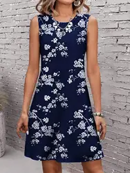 3XL Large Size Women Clothing Floral Street Mini Dresses Summer Sleeveless 3d Printing Ladies Casual Dress