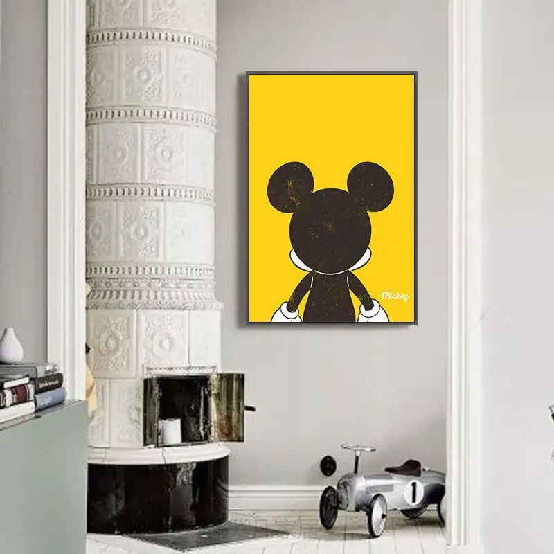 Disney Mickey cartoon schattige poster creatieve gepersonaliseerde slaapkamer woonkamer achtergrond wanddecoratie hangende schilderij cadeau