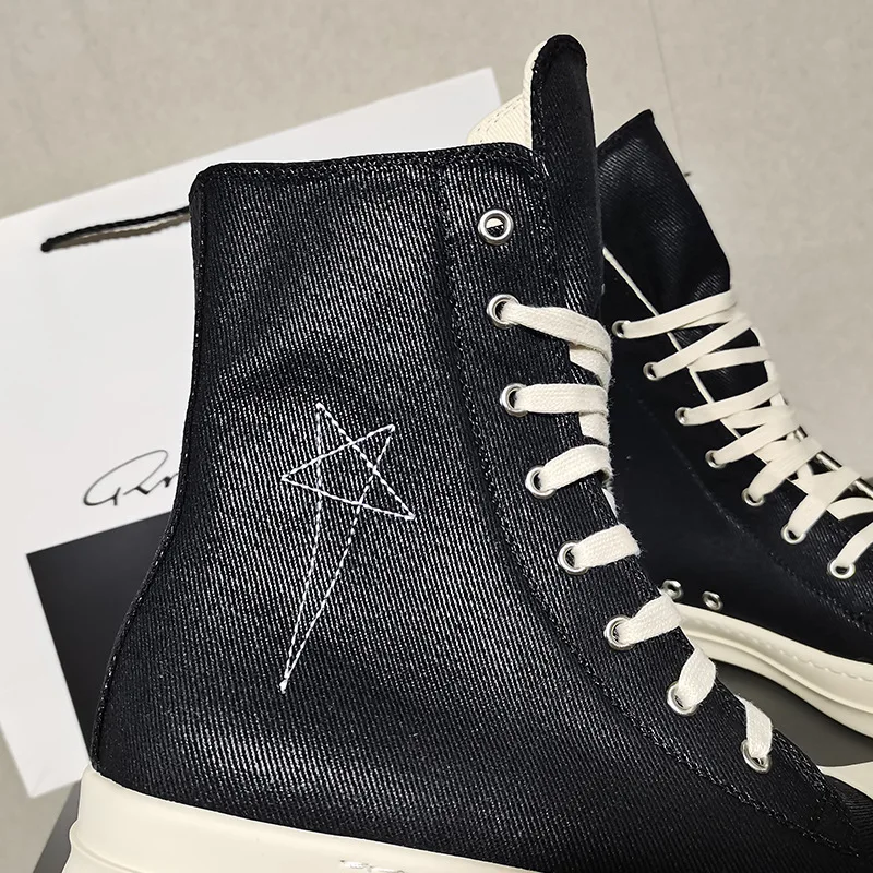 Quality Designer High Top Board Shoes Thick Sole Brand Heightened Black Shoes Versatile Canvas Shoes Women's Boots view 3
