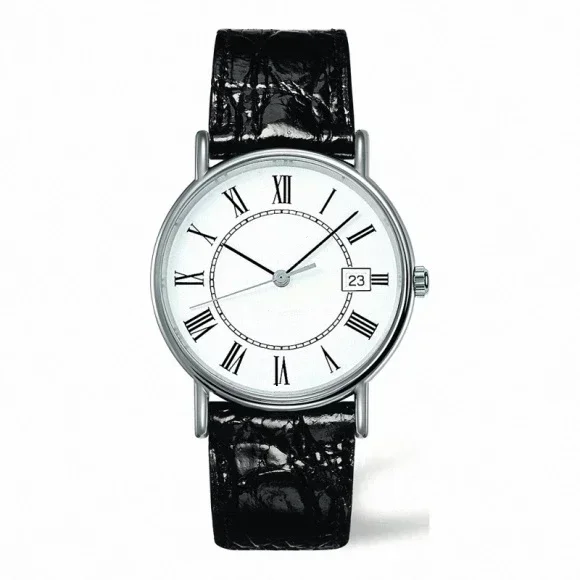 New Mens Watch Rose Li Automatic Mechanical Black Leather White Dial Fashion Watches