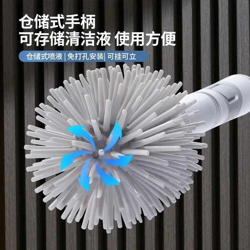 Cross Border Toilet Bowl Brush Holder Set Silicone Toilet Brush With Refillable Handle Dispenser Bathroom Scrubber