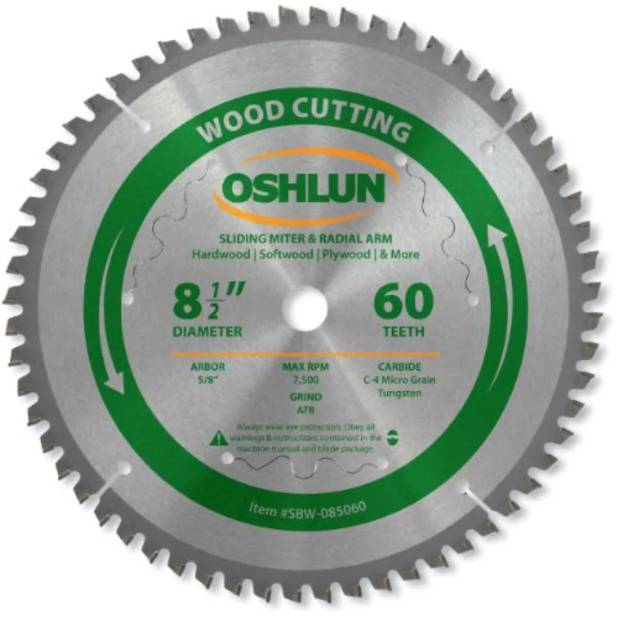 

SBW-085060 8-1/2-Inch 60 Tooth Negative Hook Finishing ATB Saw Blade with 5/8-Inch Arbor for Sliding Miter Saws