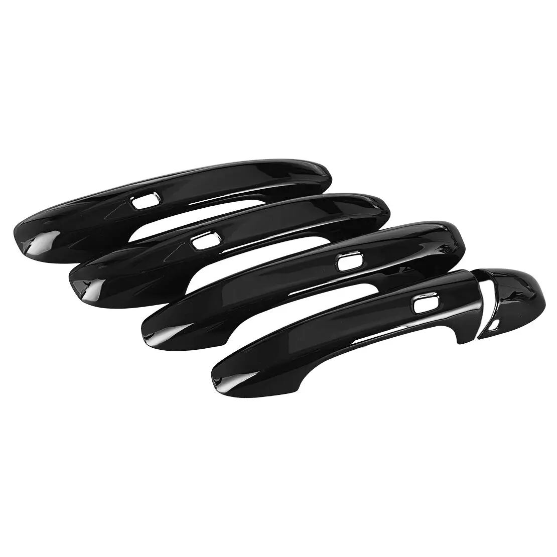 LHD Gloss Black Exterior Side Door Handle Cover Cap Molding Trim with 4 Keyless Smart Keyhole & 1 Keyhole Fit For Mercedes-Benz