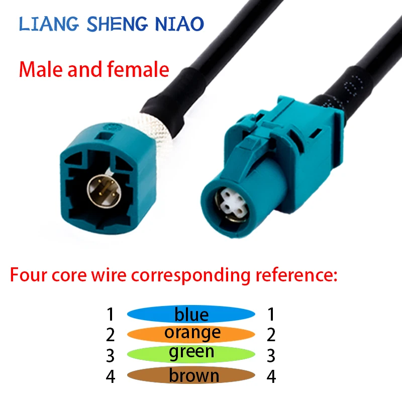 Automotive Connection Line High speed Video Transmission Line FAKRA Z HSD Male and Female Head LVDS Four core Wire