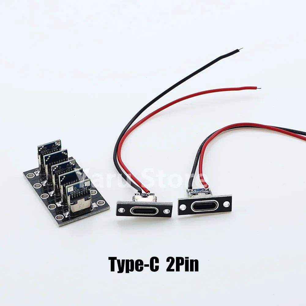 2PCS USB Jack Type-C 2/4P Waterproof Strip Line Of Solder Joint Female Connector Jack Charging Port USB Type C Socket Connector