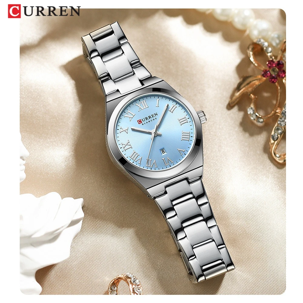 

Curren 9095, модные роскошные женские часы с календарем, водонепроницаемые часы со стальной полосой для женщин, Relojes Para Damas Relogio Feminino