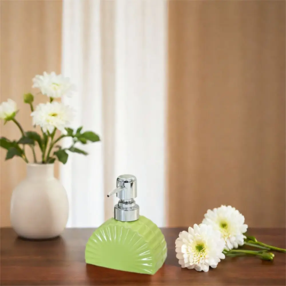 

Light Luxury Fan Shaped Lotion Bottle Exquisite Elegant Press Separate Bottle Multifunctional Ceramic Empty Bottle