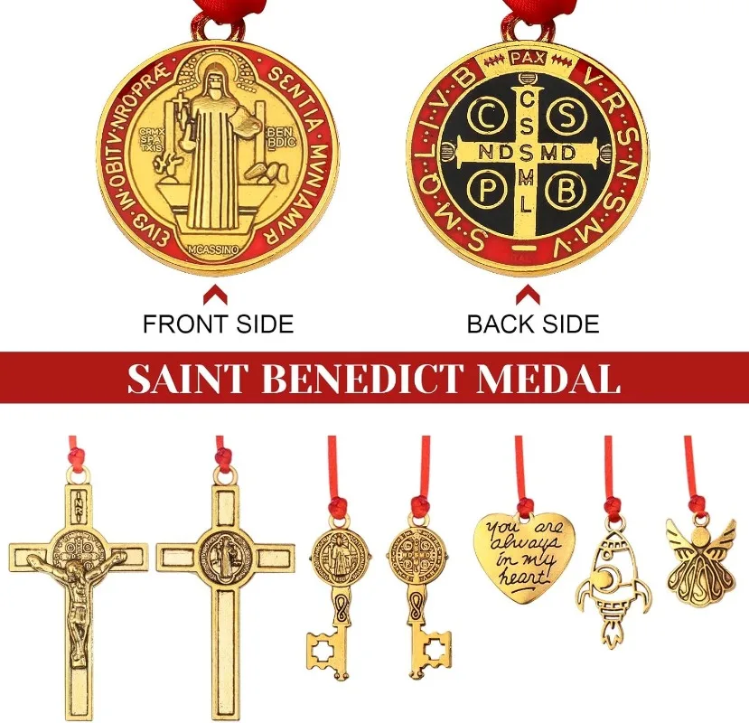 1 قطعة وسام سانت بنديكت حماية من نعمة الشر الكاثوليكية سانت بينيتو ميدالا دلايات المجوهرات للنساء الرجال سيارة هدية