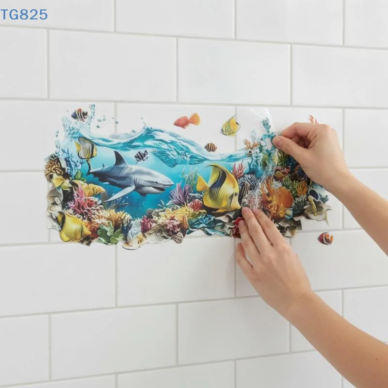 【AN】Ocean Fish Sink Area Background Wall Sticker Bathroom Wall Decoration Self-Adhesive Removable Waterproof Creative Sticker