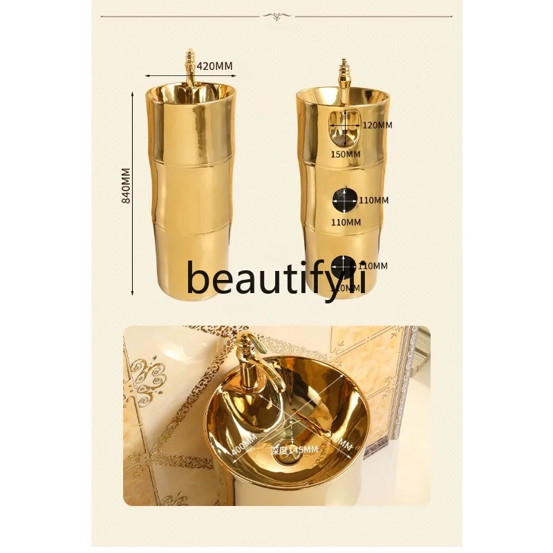 

European Style gold Standing Basin Ceramic Wash Hotel Washstand Basin Standing Wash Basin