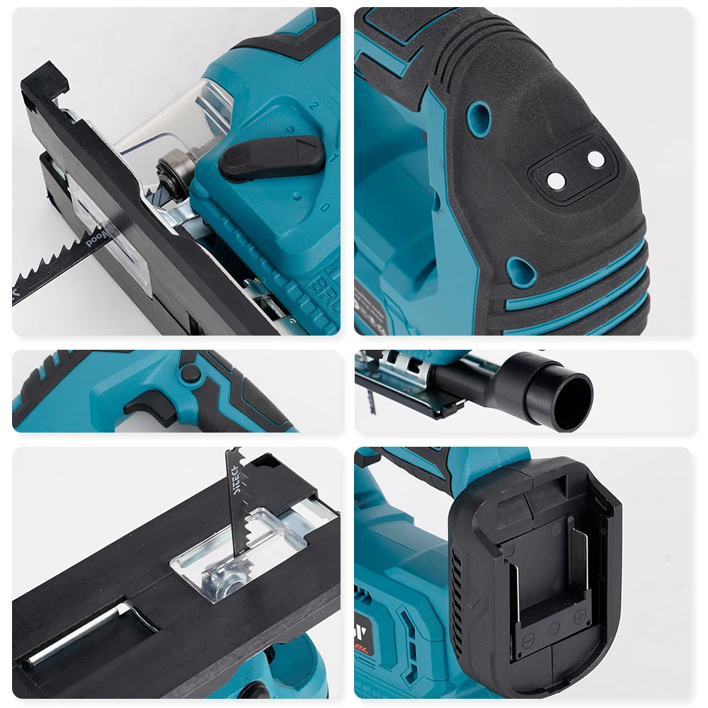 Cordless Brushless Electric Jig Saw Woodworking Jig Saw Portable Adjustable Speed Power Tool Adjustable for Makita 18V Battery