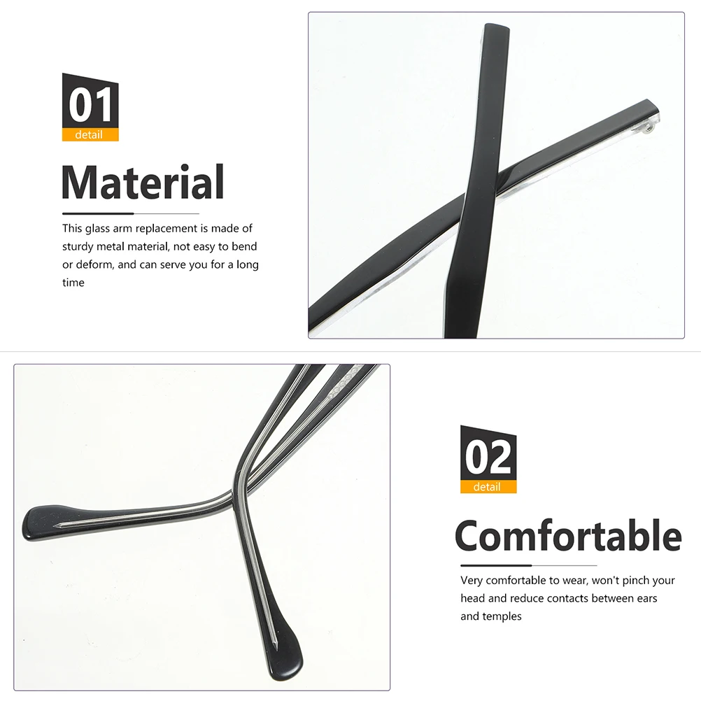 

2 Pairs Metal Temple Accessories Glasses Arms Replacement Sunglasses Eyeglasses Parts Repair Replacements Temples