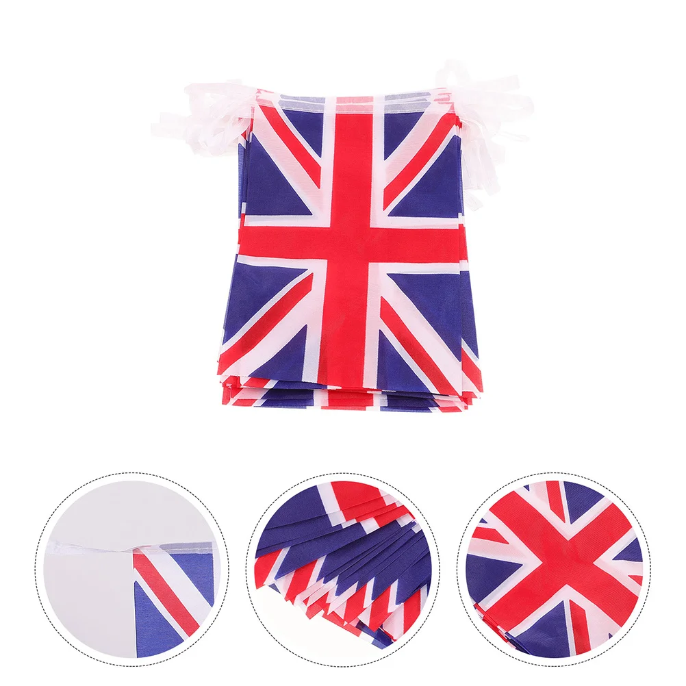 

3 Strings Union Jack Bunting Flag Decorations Durable Polyester Banner Creative Design Hanging Ropes Suitable Indoors