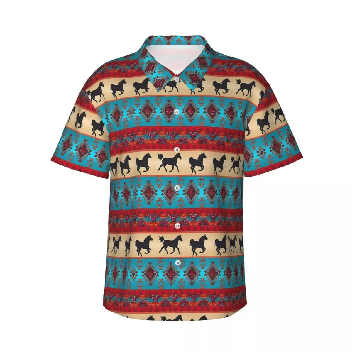 Camisa de vacaciones de caballo Tribal para hombres, camisas casuales de verano con estampado Vintage, blusas de moda, manga corta, ropa cómoda personalizada DIY