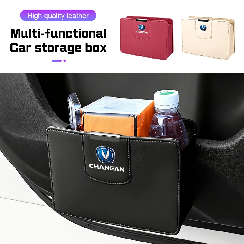 

Leather Trash Can for Changan UNIT UNIK CS35PLUS CS55 CS75 PLUS CS95 Oshan X7 X5 Car Door Hanging Storage Box Seat Garbage Bag