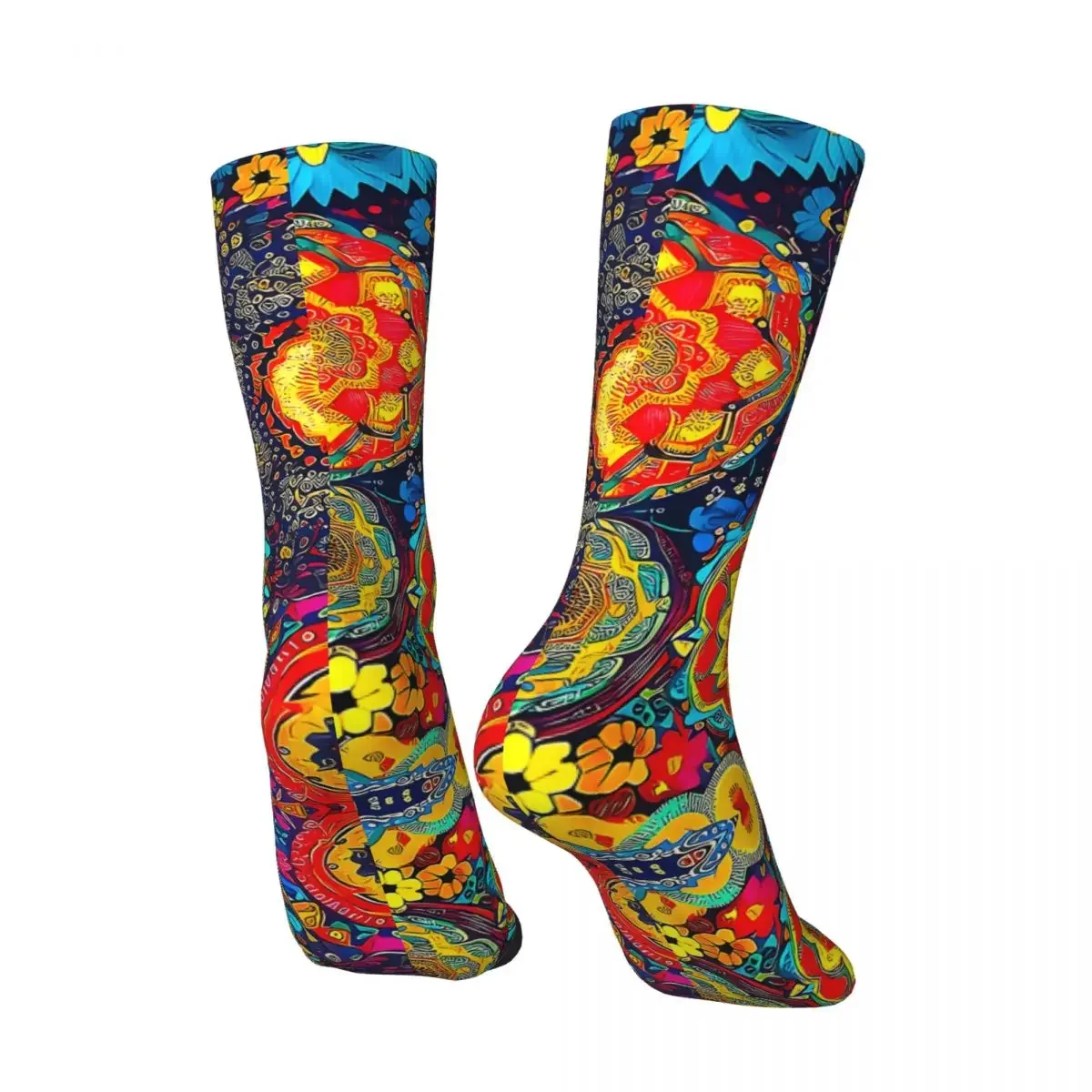 Retro Mandala Fractal Men's compression Socks Unisex Street Style Pattern Printed Novelty Crew Sock