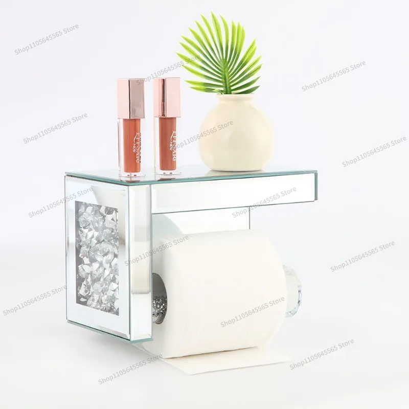 For Crystal Tissue Holder Crystal Glass Diamond Hanging Tissue Holder Toilet Shelf
