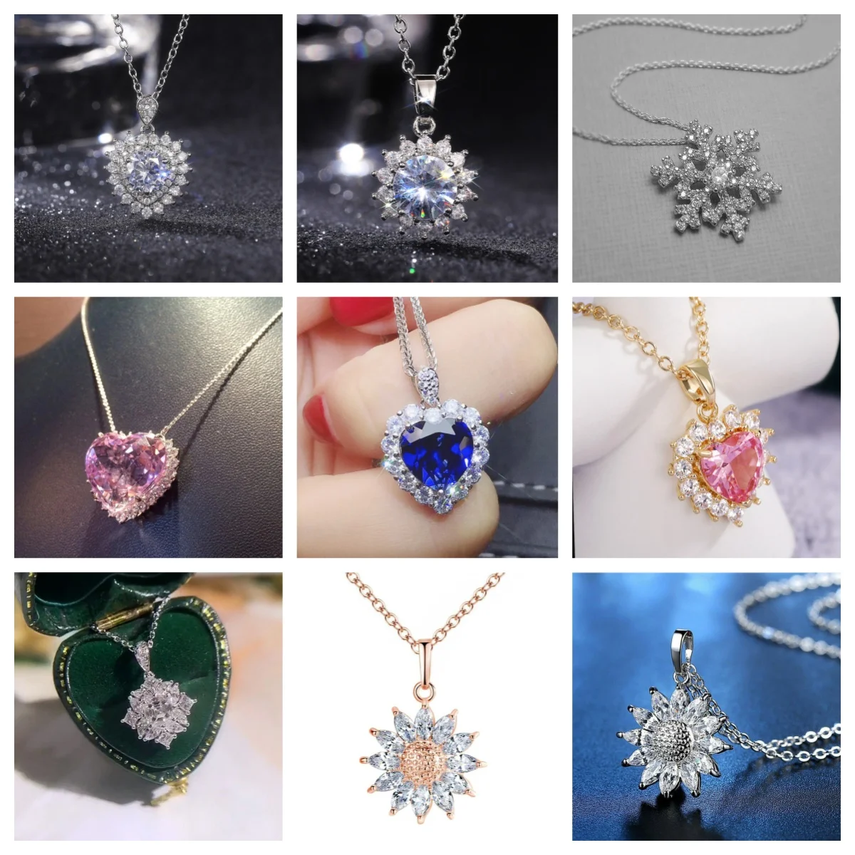 Fashion Luxury White Snowflake Pendant Necklace Women with Brilliant Cubic Zirconia Romantic Bridal Wedding Jewelry 2024