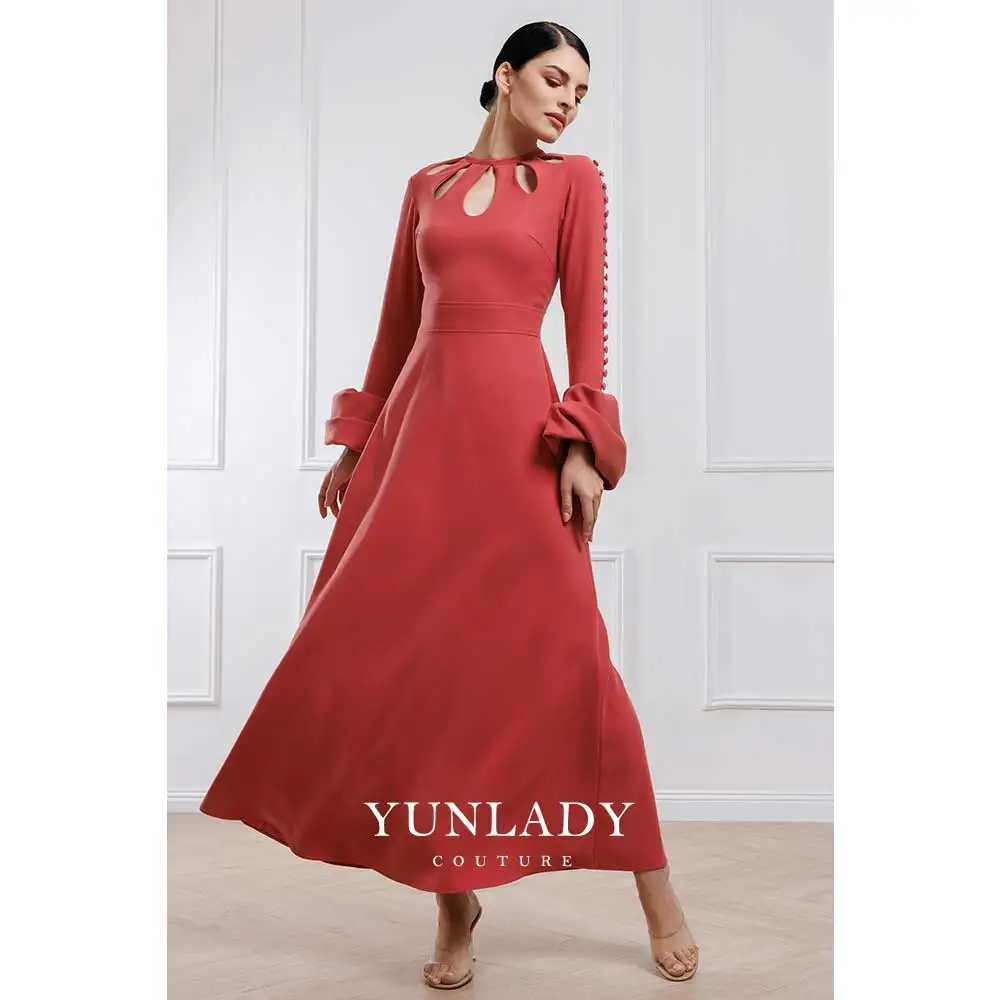 

YUNLAN Luxury Orange-Red Bride/Mother's A-line Gown Saudi Arabia Special Occasion Maxi Ball Evening Gown Customized