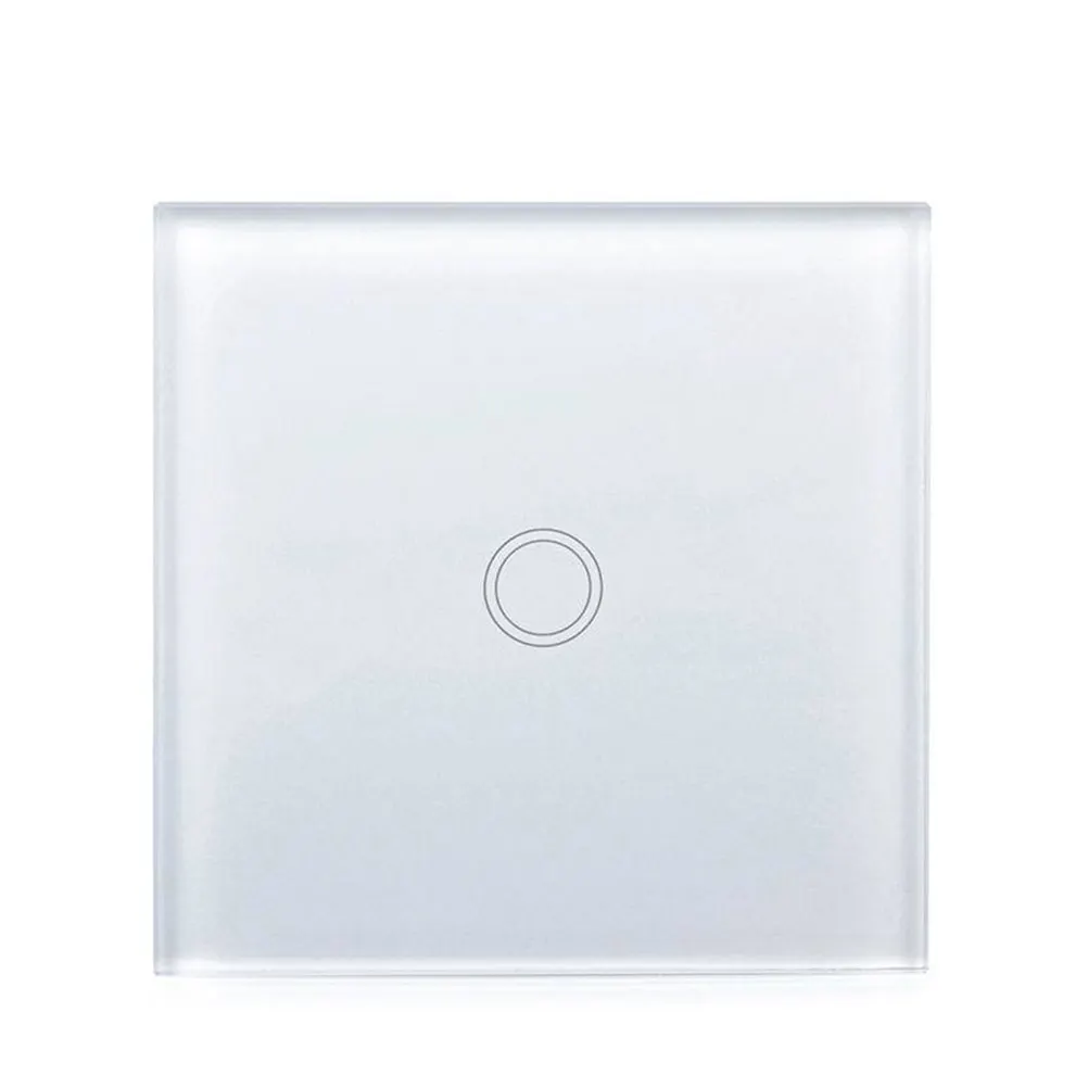 1 Gang Smart Touch Switch Tempered Glass Panel Fire Retardant Easy Clean Wall Light Switch for Home Office Hotel Restaurant LED