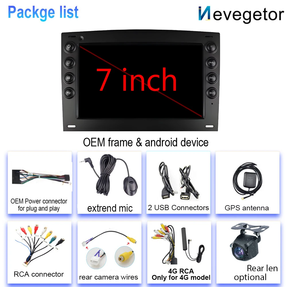 Split Screen For Renault Megane 2 2002 2003 2004 2005 2006-2009 7'' Car Video GPS Wireless Carplay Auto Radio Multimedia Player