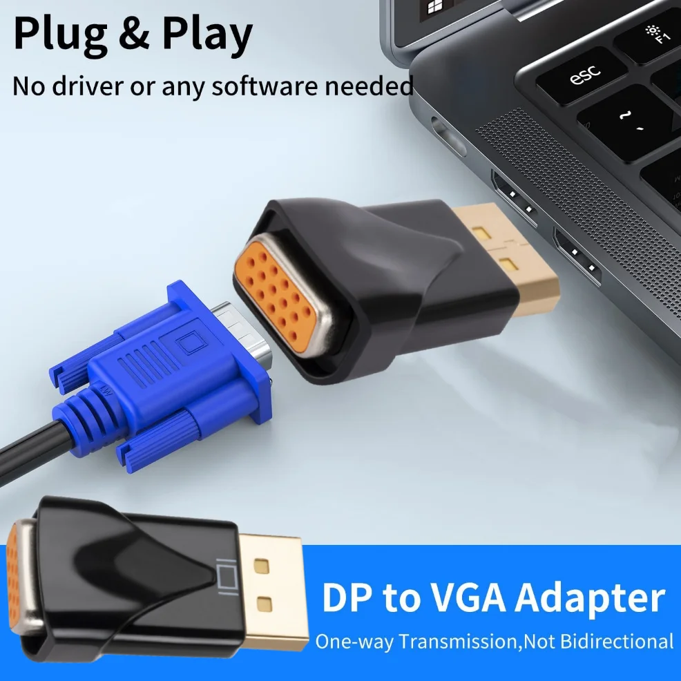 1080P DP to VGA Converter Adapter DisplayPort Display Port Male to VGA Female Converter  for PC Projector DVD TV Laptop Monitor