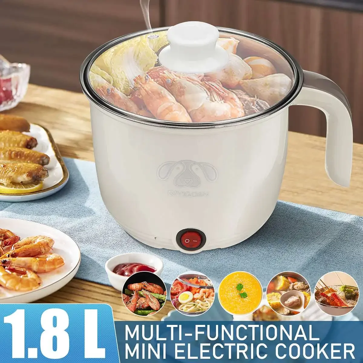 1.8L Multi-functional Mini Electric Rice Cooker with Non-stick Pan