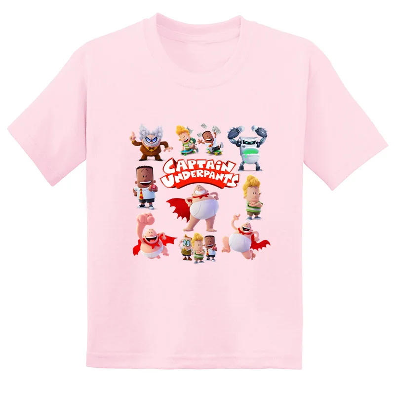 Captain Underpants Character Cartoon Print Kids T shirt Summer Funny Children Boys Clothes Baby Girls Short Sleeve T-Shirts