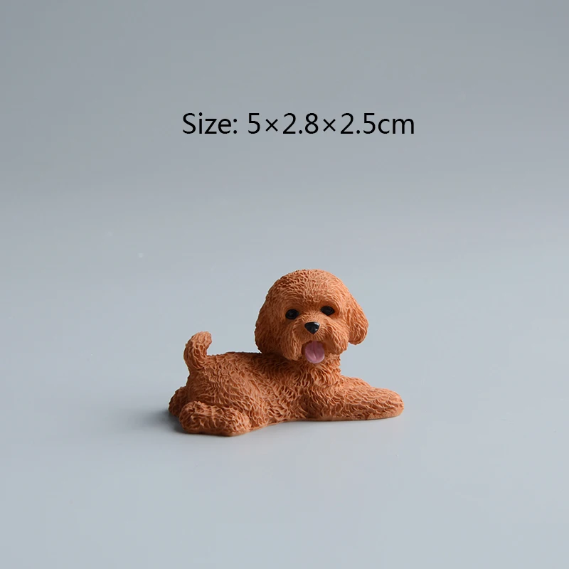 Lovely Animal Resin Simulation Poodle Dogs Figurine Mini Ornament Home Decor Kid Toys Puppy Model Accessories Action Figure Gift