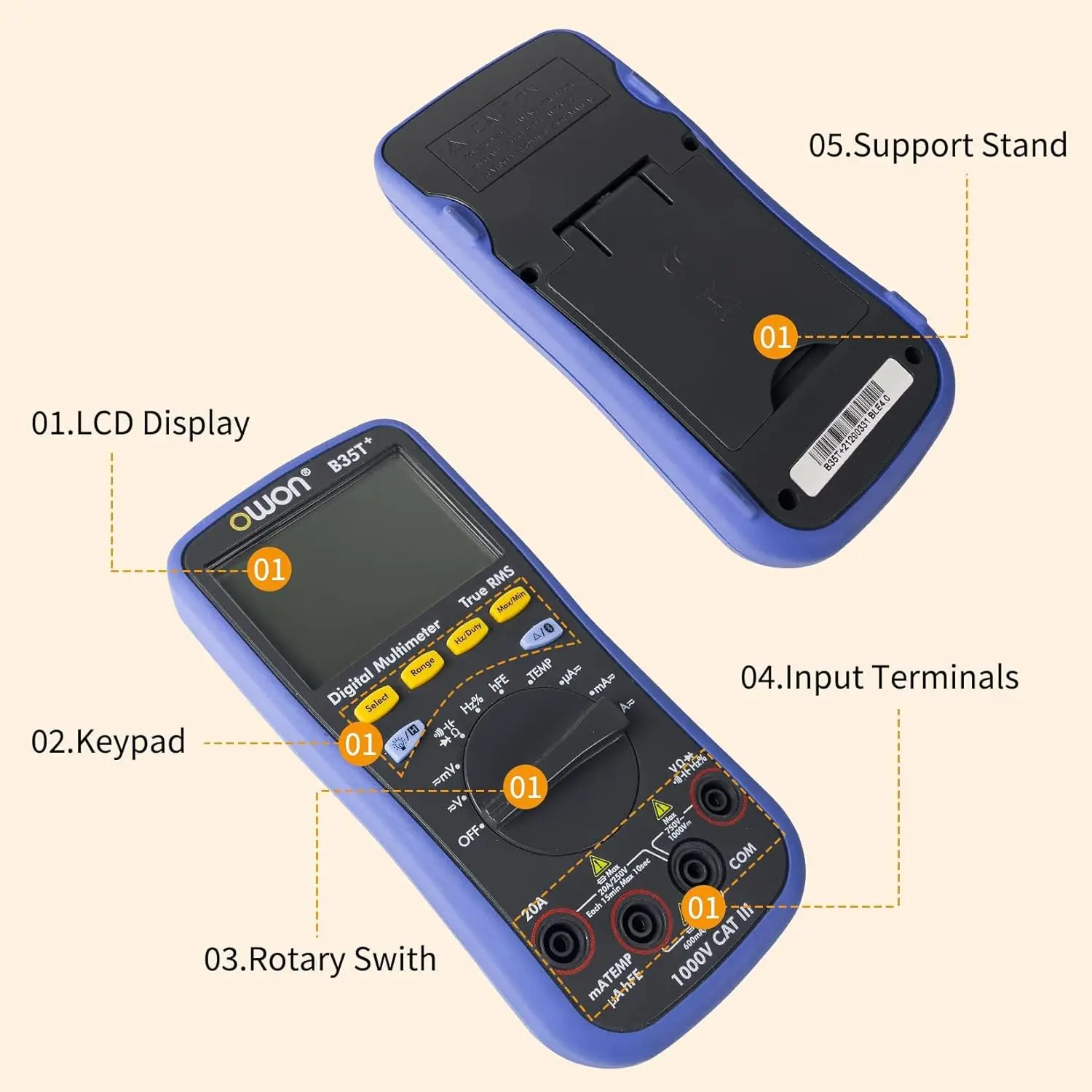B35T+ Bluetooth Multimeter 6000 Count True RMS with App & Data Logging